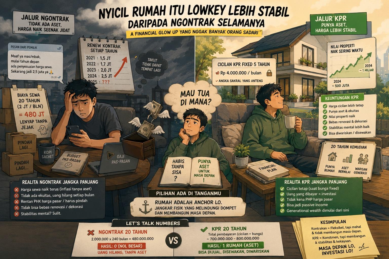Thumbnail artikel Kenapa Nyicil Rumah Itu Lowkey Lebih Stabil daripada Ngontrak Selamanya (A Financial Glow Up yang Nggak Banyak Orang Sadari) - Berita & Artikel Rumah Sidoarjo