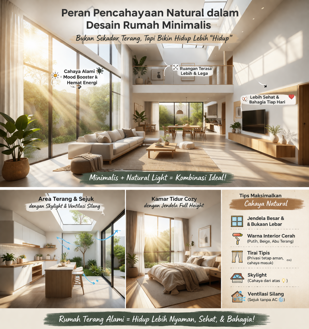 Thumbnail artikel Peran Pencahayaan Natural dalam Desain Rumah Minimalis: Bukan Sekadar Terang, Tapi Bikin Hidup Lebih “Hidup” - Berita & Artikel Rumah Sidoarjo