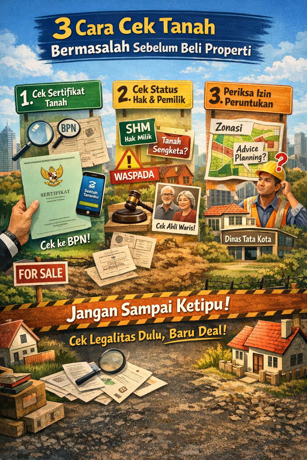 Thumbnail artikel Jangan Sampai Ketipu! 3 Cara Cek Tanah Bermasalah Sebelum Deal Beli Properti - Berita & Artikel Rumah Sidoarjo